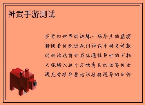 神武手游测试